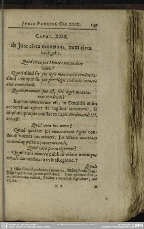 Caput XXIX. de Iure circa monetam, item circa vectigalia