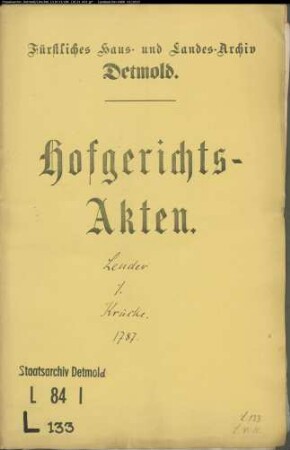 Lender, J. H., Kaufmann in Horn gegen Amtsrat Krücke in Horn - Verweigerte Amtshilfe