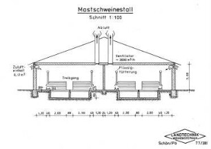 Mastschweinestall Schnitt 1:100