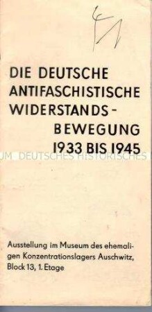 Ausstellungsführer zu einer Ausstellung der Nationalen Mahn- und Gedenkstätten der DDR im Museum des ehemaligen KZ Auschwitz