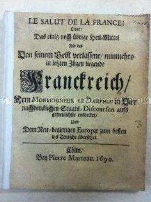 Broschüre über die Rolle Frankreichs im Pfälzischen Erbfolgekrieg
