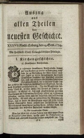 XXXVII. Nachl. Coburg, den 14. Sept. 1754.