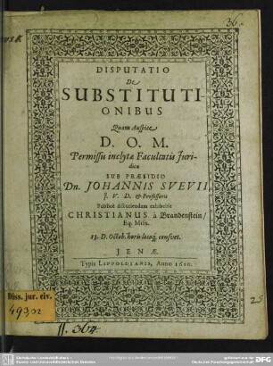 Disputatio De Substitutionibus