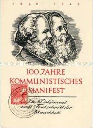 Postkarte zum Jubiläum des Kommunistischen Manifestes