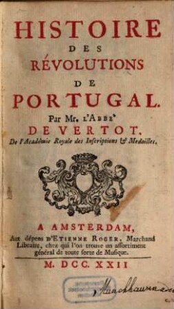 Histoire des révolutions de Portugal