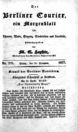 No. 276, Freitag, den 28. December 1827