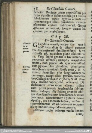 Cap. XII. De Glandulis Omenti