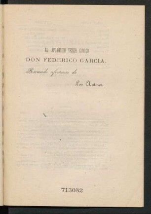 [Dedicatoria] A Don Federico Garcia