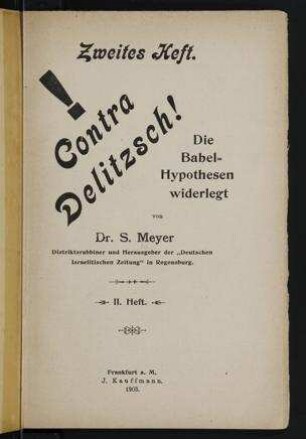 In: Contra Delitzsch! Die Babel-Hypothesen ; Band 2
