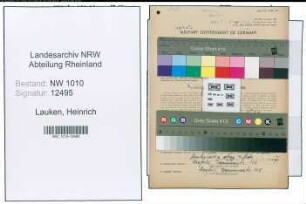 Entnazifizierung Heinrich Lauken , geb. 03.04.1894 (Verw.Angestellter)