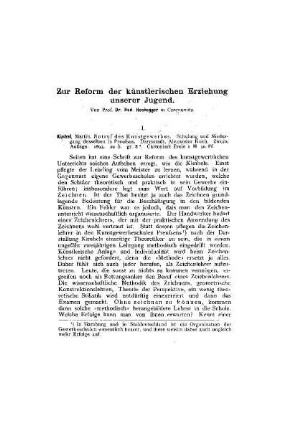 Zur Reform der künstlerischen Erziehung unserer Jugend