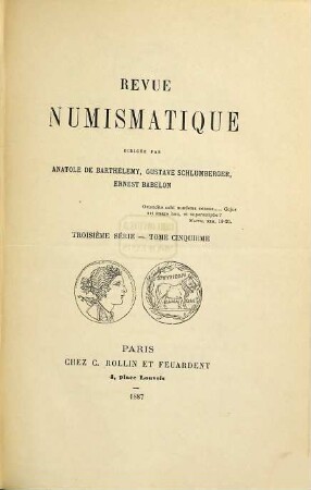 Revue numismatique : RN. 5. 1887
