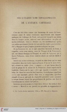 5.F.15.1922: Sur quelques noms topographiques de l'antique carthage
