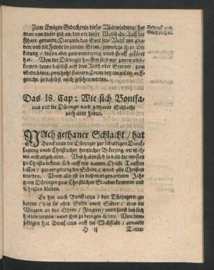 Das 18. Cap: Wie sich Bonifacius und die Düringer nach gethaner Schlacht verhalten haben.