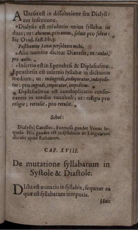 Cap. XVIII. De mutatione syllabarum in Systole & Diastole