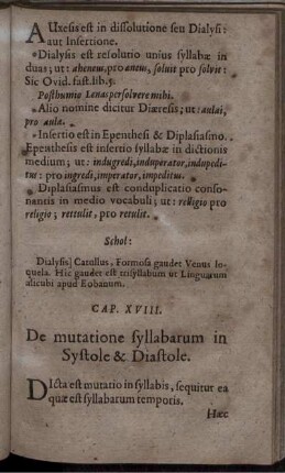 Cap. XVIII. De mutatione syllabarum in Systole & Diastole