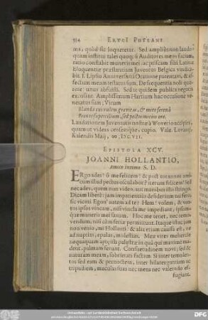 Epistola XCV. Ioanni Hollantio, Amico intimo S. D.