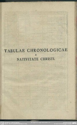 Tabulae Chronologicae A Nativitate Christi