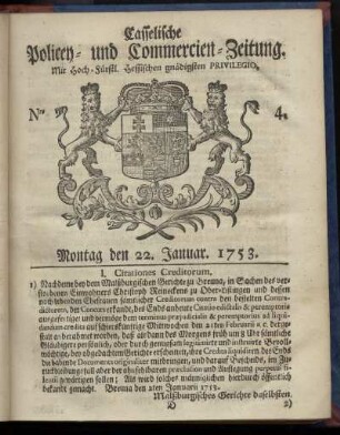 Nro. 4, Montag den 22. Januar 1753