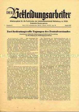 Mitteilungsblatt der Industriegewerkschaft Textil-Bekleidung-Leder