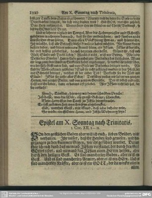 Epistel am X. Sonntag nach Trinitatis, 1. Cor. XII, 1-11