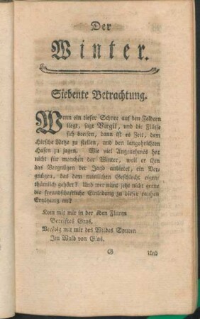 Der Winter. Siebente Betrachtung.