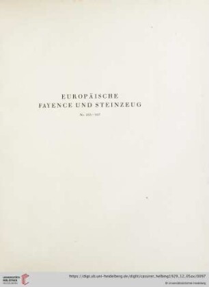 Europäische Fayence und Steinzeug (Nr.253-307)