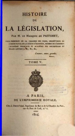 Histoire de la législation, 5