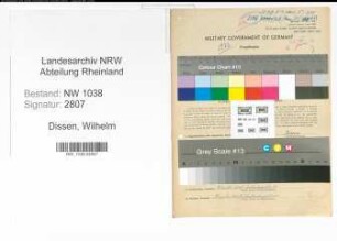 Entnazifizierung Wilhelm Dissen , geb. 01.05.1887 (Bankbuchhalter)