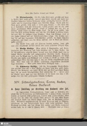 XIV. Schmalzgebackenes, Torten, Kuchen, kleines Backwerk