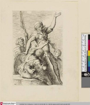 Salvator Rosa Invenit [Eine Gruppe von drei Soldaten um einen Vierten versammelt]