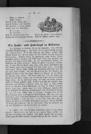 Die Fuchs= und Zobeljagd in Sibirien.