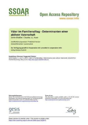 Väter im Familienalltag - Determinanten einer aktiven Vaterschaft