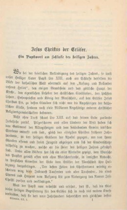 1-15 Jesus Christus der Erlöser : ein Papstwort am Schlusse des heiligen Jahres