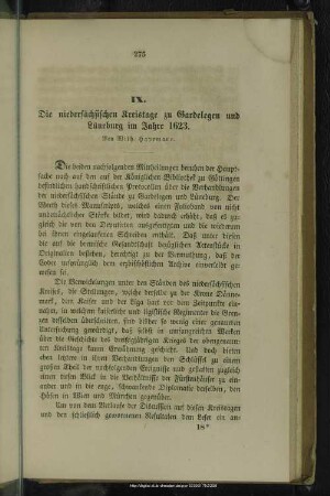 IX. Die niedersächsischen Kreistage zu Gardelegen und Lüneburg im Jahre 1623
