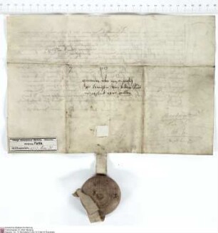 Ritter Johann (Hans) von Bibra bekundet, dass Johann [I. von Henneberg], Abt von Fulda, ihm einen Abschlag von 400 Gulden von den 2500 Gulden für ...