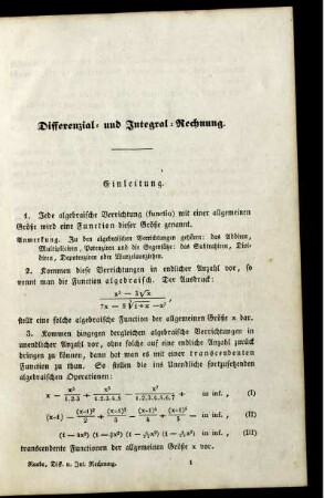 Differenzial- und Integral-Rechnung. Einleitung.