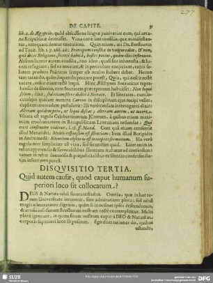 Disquisitio Tertia. Quid autem causae, quod caput humanum superiori loco sit collocatum