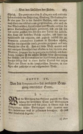 Caput IV. Von den Symptomatibus der verletzten Bewegung innerlicher Sinne.