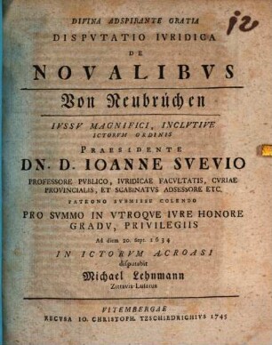 Disp. iur. de novalibus, von Neubrüchen