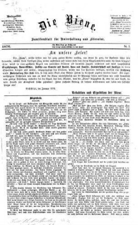 Die Biene : Familienblatt für Unterhaltung und Literatur. 1876
