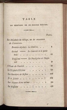 Table du contenu de ce second volume