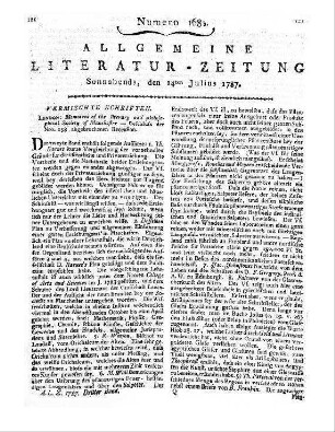 Memoirs of the Literary and Philosophical Society of Manchester etc. (Beschluß der Nro. 158 abgebrochenen Recension.)