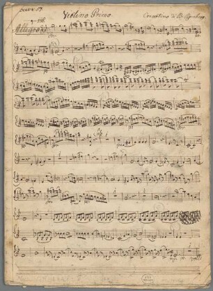 Concertino, vlc, orch, op. 57, G-Dur - BSB Mus.Schott.Ha 4028-5 : [heading, at left, vl 1:] oeuvre 57. [at right:] Concertino di B. Romberg.