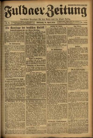 Erste Ausgabe vom Mittwoch, den 16. April 1924.