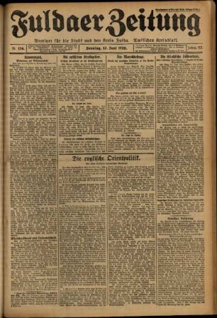 Erste Ausgabe vom Sonntag, den 13. Juni 1926.
