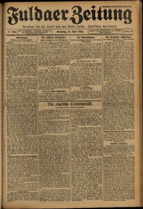 Erste Ausgabe vom Sonntag, den 13. Juni 1926.