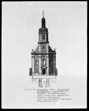 Aufriss der katholischen Pfarrkirche Sankt Martinus