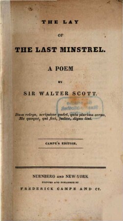 The lay of the last minstrel : A poem