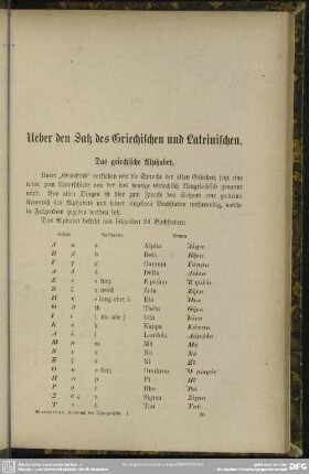 Ueber den Satz des Griechischen und Lateinischen